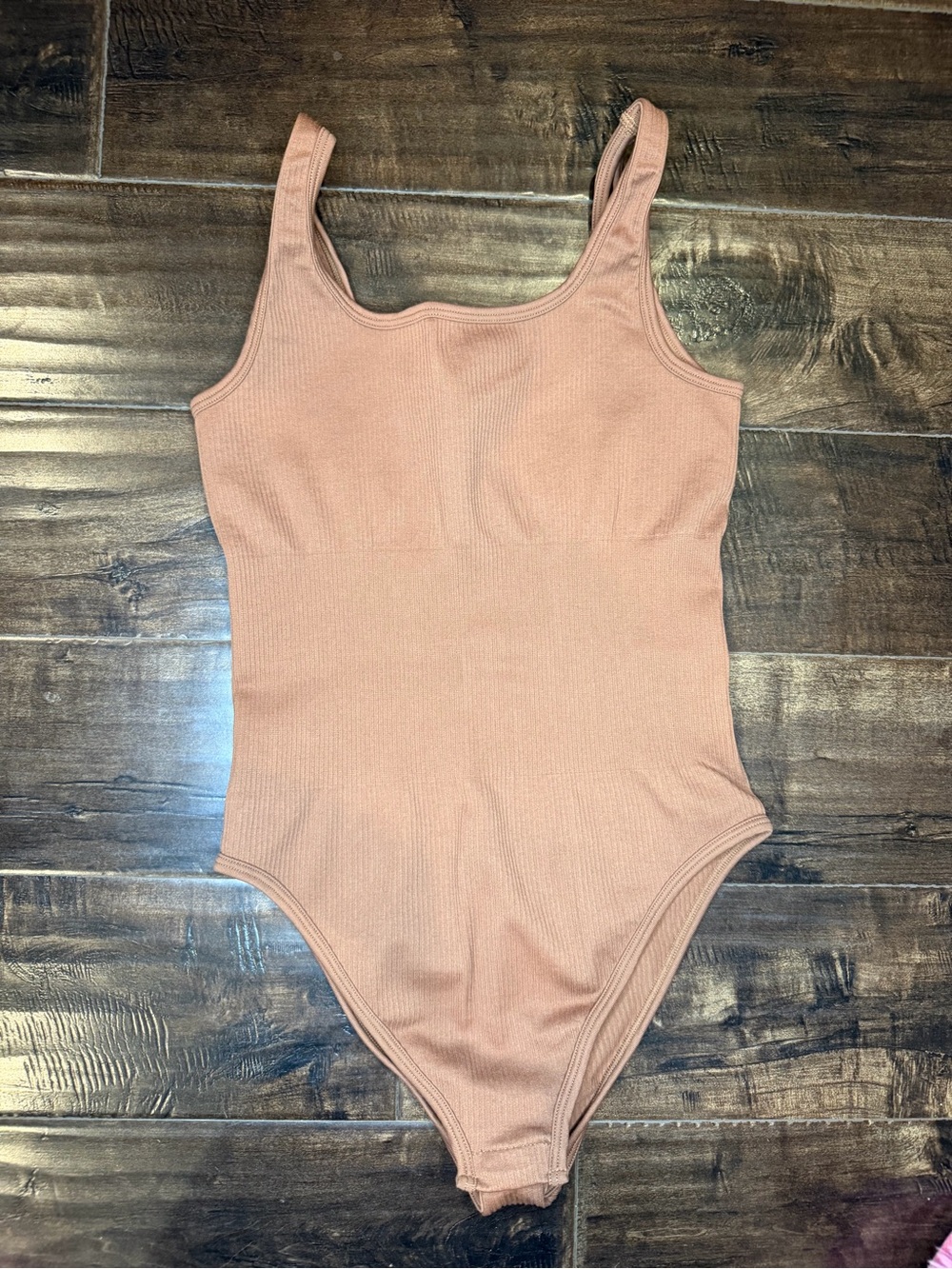 OQQ Ribbed Bodysuit - Size Small - Brown / Tan Sleeveless Tank Top One-Piece